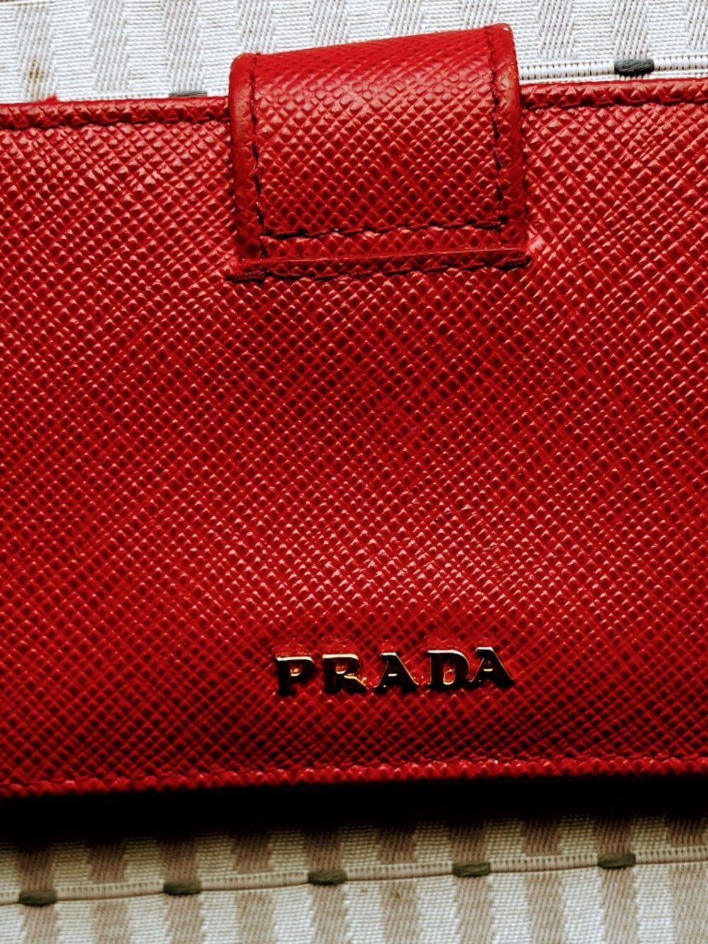 Prada red leather accordian card wallet